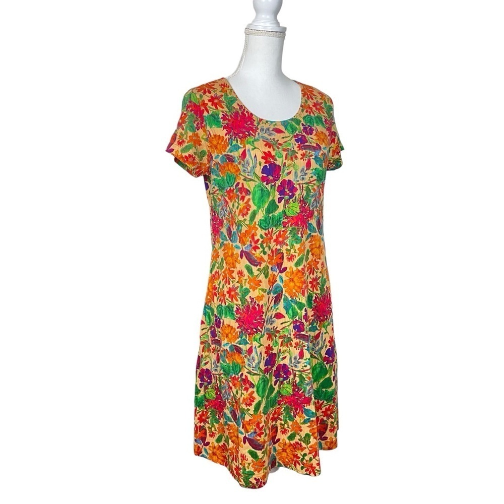 Peruvian Connection Tropico Dress Floral Print Pima Cotton M - Picture 8 of 10